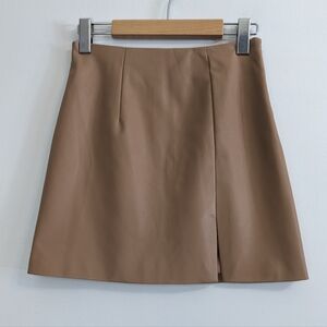Oak + Fort Vegan Leather Mini Skirt | Size 2